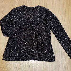 Additions by Chico’s Black/Brown and White Top  Sweater Woman’s Size O USA Small